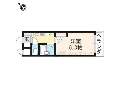 ハイポジション銀閣寺(1K/3階)の間取り写真