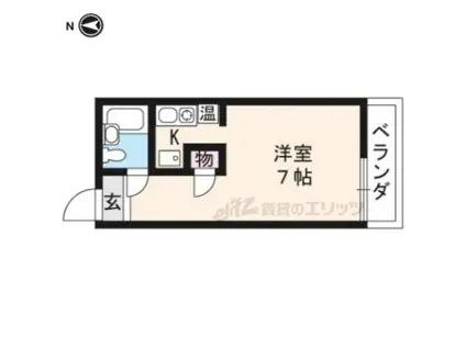 パインフィールド北白川(1K/1階)の間取り写真