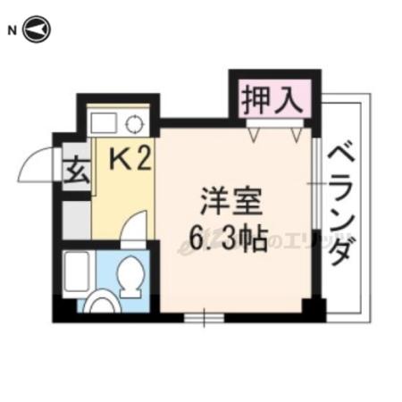 ラルン柏野(1K/3階)の間取り写真