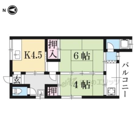 第一北原ハイツ(2DK/2階)の間取り写真