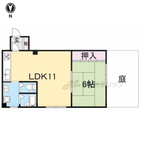 ハイツ紫峯(1LDK/1階)の間取り写真