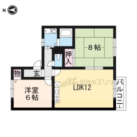 セゾン阪長(2LDK/2階)の間取り写真