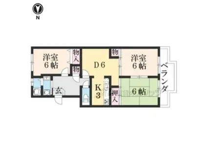 丸尾コーポ(3LDK/4階)の間取り写真
