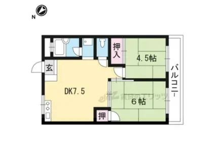 瀬田サンプラザマンション(2DK/1階)の間取り写真