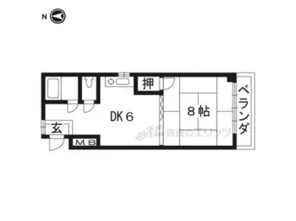 ウエストヴィラージュ(1DK/4階)の間取り写真