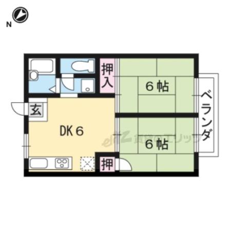 プレジール礒田(2DK/1階)の間取り写真