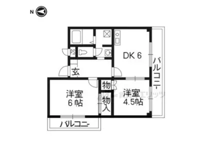 サニークレスト(2DK/2階)の間取り写真