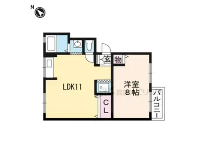 シティハイム桂(1LDK/2階)の間取り写真