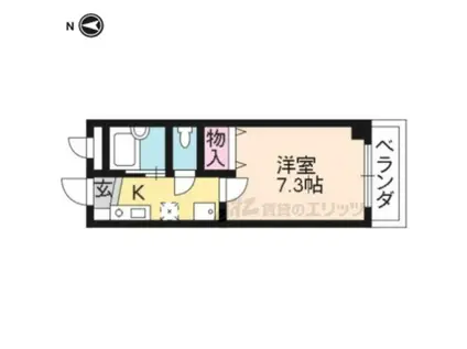 シャンバーグ東山(1K/4階)の間取り写真