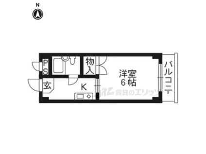 ウィング嵐山(1K/3階)の間取り写真