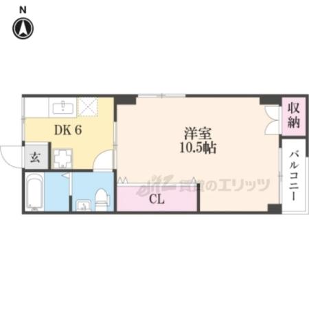 ハイツサンモア(1K/4階)の間取り写真