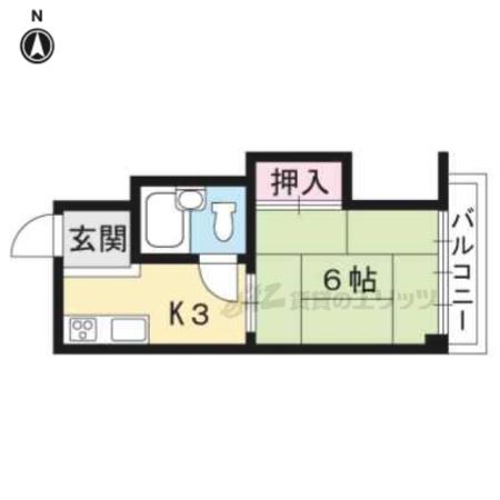 甲ノ辻マンション(1K/1階)の間取り写真