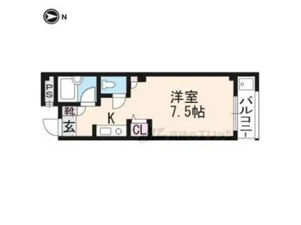 スクエア松原(1K/4階)の間取り写真