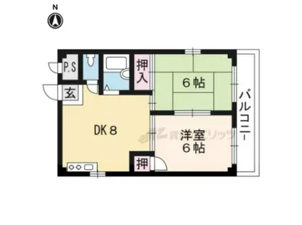 グレース嵐山(2LDK/3階)の間取り写真
