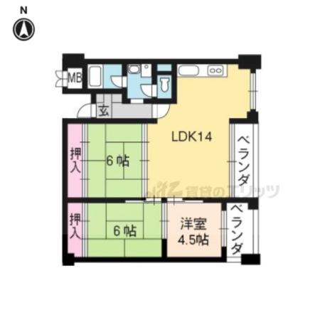 中川第6コーポ(3LDK/3階)の間取り写真