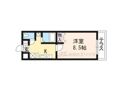 グラフィーネ草津野路東(1K/1階)の間取り写真