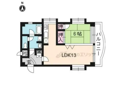 ロイヤル白鷺(1LDK/3階)の間取り写真