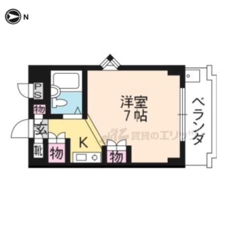 ループル音羽(ワンルーム/2階)の間取り写真