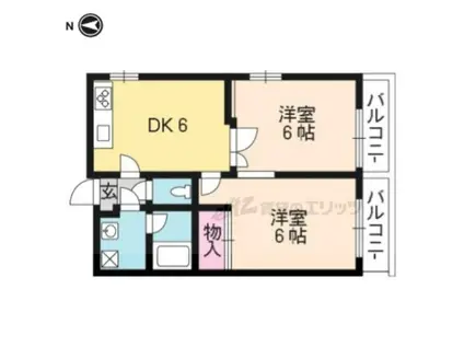 パルティールステージ(2DK/4階)の間取り写真