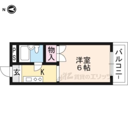 宝ヶ池ハイツ(1K/2階)の間取り写真