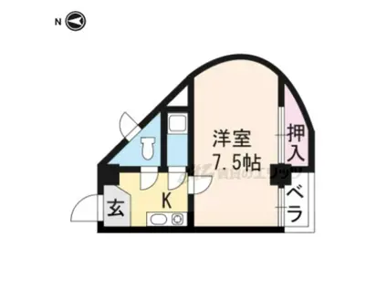 CSガーデン山科(1K/4階)の間取り写真