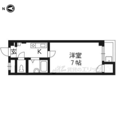 CSガーデン山科(1K/3階)の間取り写真