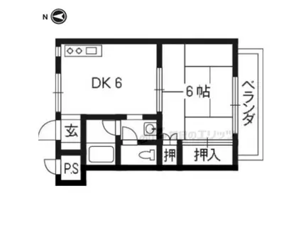 アサヒハイツ(1DK/1階)の間取り写真