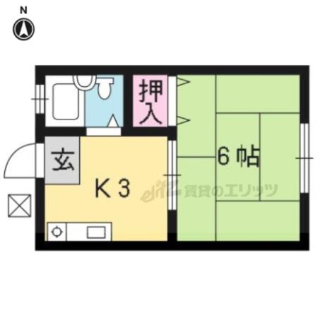 ヴィラカケハシ(1K/1階)の間取り写真