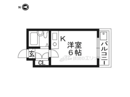 アップビート(ワンルーム/3階)の間取り写真