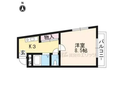 デァザールクニカ(1K/3階)の間取り写真