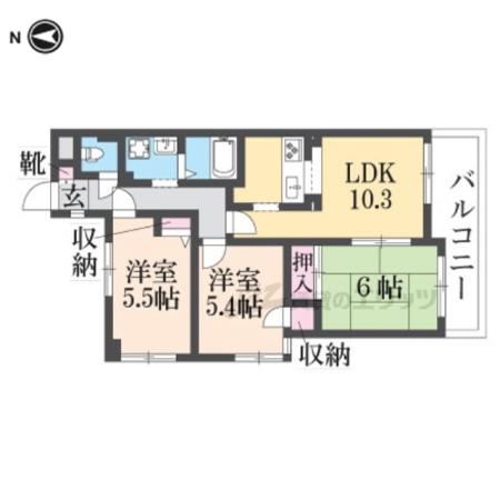 コスモ藤ノ森(3LDK/4階)の間取り写真