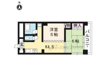 メイプルリーフ嵐山(2K/2階)の間取り写真