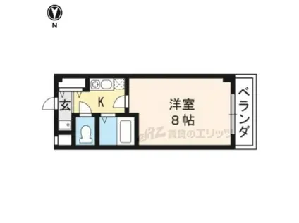 ブランベージュ桂(1K/1階)の間取り写真