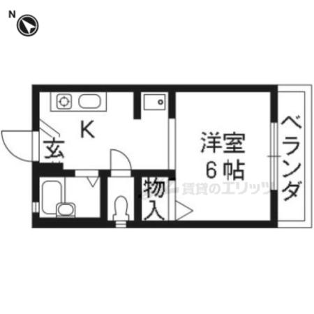 フレグランス岡(1K/2階)の間取り写真