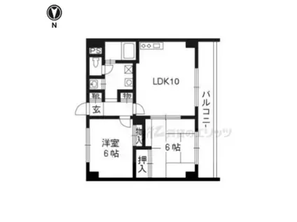 清光ハイツ(2LDK/4階)の間取り写真