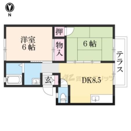 パティオインB棟(2DK/1階)の間取り写真