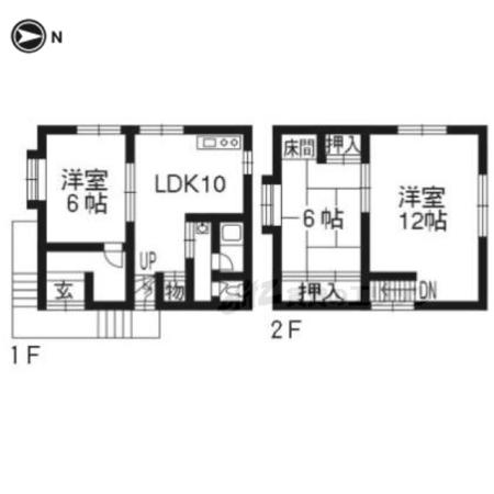 奈良線 六地蔵駅(ＪＲ) 徒歩15分 2階建 築35年(3LDK)の間取り写真