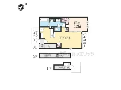 シャルマンフルール(1LDK/3階)の間取り写真