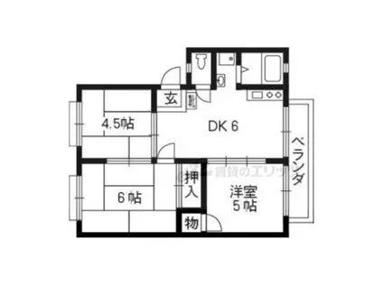 サークルファイブ(3DK/3階)の間取り写真