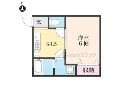 ファミール平安(1K/1階)の間取り写真