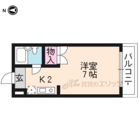 ラウンドテーブル(1K/2階)の間取り写真