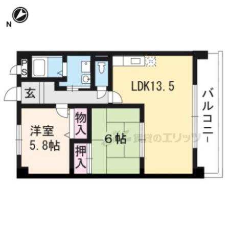 メゾンクレーネⅡ番館(2LDK/1階)の間取り写真