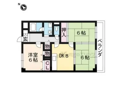 グリーン茨木(3DK/6階)の間取り写真