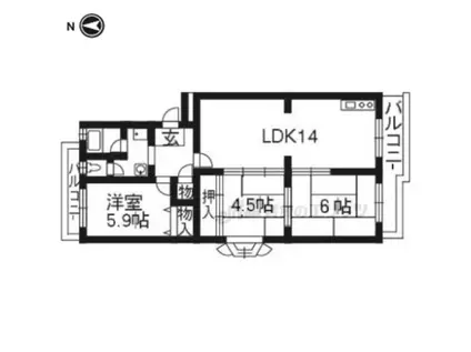 グランバリュー(3LDK/4階)の間取り写真