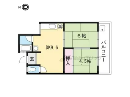 近江八幡ドリームマンションB棟(2DK/2階)の間取り写真