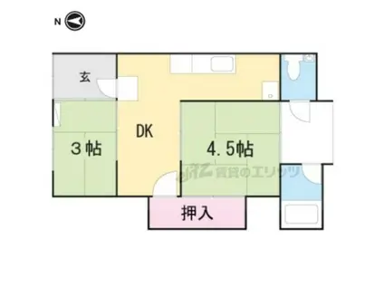 京福嵐山本線 山ノ内駅(京都) 徒歩6分 1階建 築76年(3K)の間取り写真