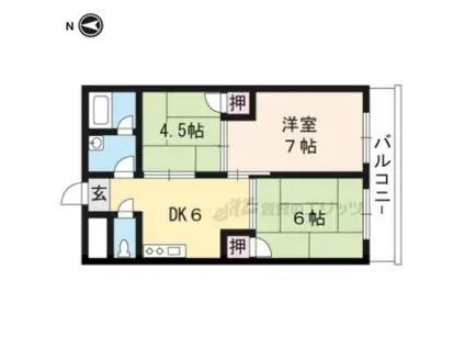 ビワフラッツ平津(3DK/4階)の間取り写真