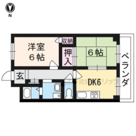 グリーンベル号館(2DK/2階)の間取り写真