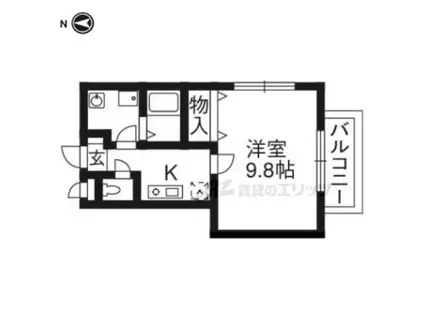 ポレール久方(1K/2階)の間取り写真