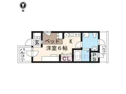DETOM-1北山レディース(1K/4階)の間取り写真